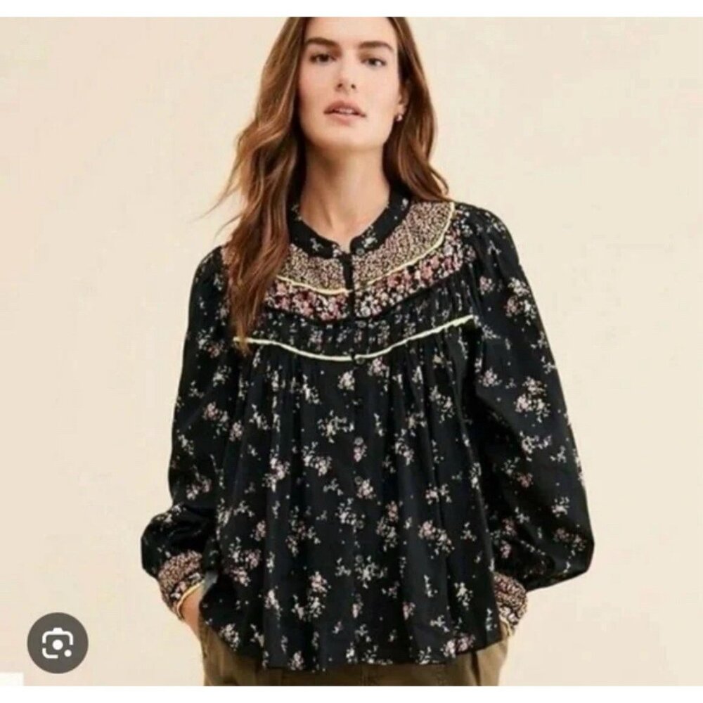 Free People Paloma Top Blouse Black Size Extra Small